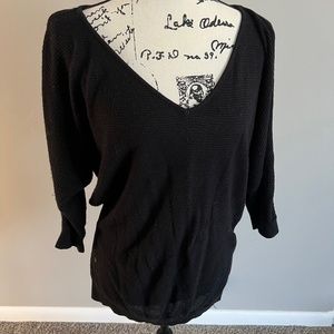 Express Black Lightweight Deep V Sweater